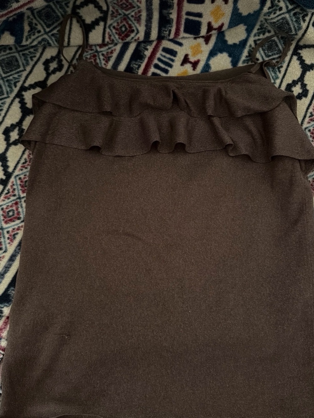 Ann Taylor Brown Ruffle Tank Top